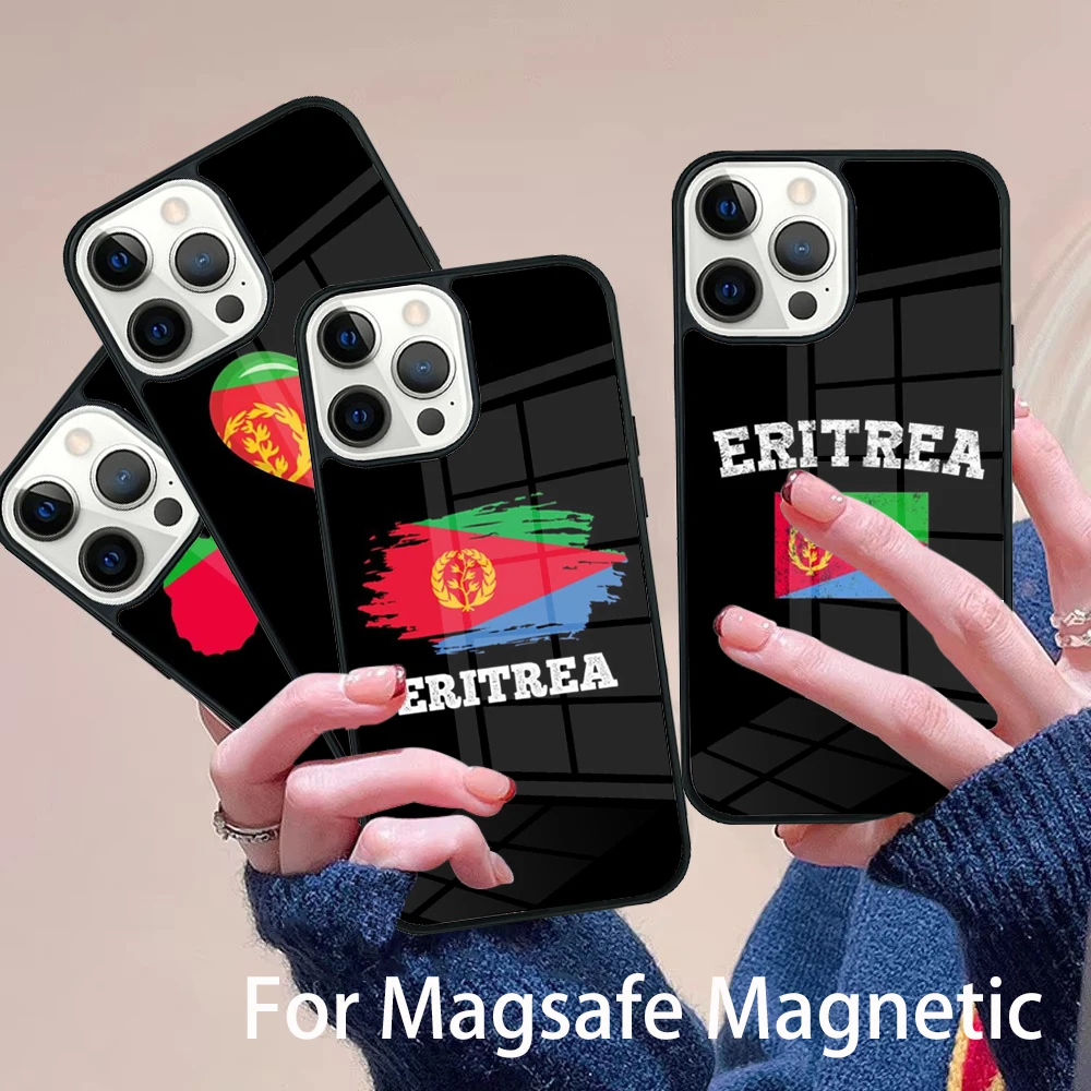 

Eritrea Flag Phone Case Magesafe Magnetic Wireless Charge Cover For IPhone 16 11 12 13 14 15 Pro Max Plus Mini