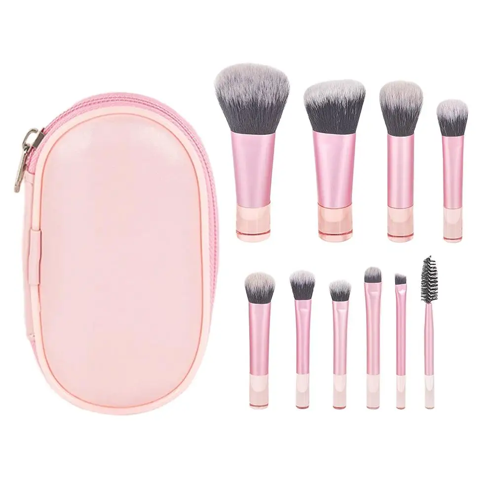 10Pcs Mini Travel Makeup brush set with Brush Bag Soft Fluffy Professiona Cosmetic Contours Brush Beauty Tool Makeup