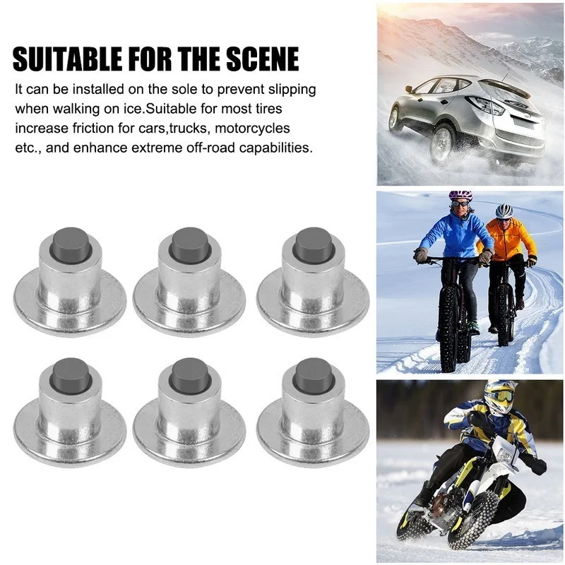 Tire Anti-Slip Studs for Motorcycle Bike Car Trucks Bicycle Shoe Soles Snow Alloy Nails Universal Winter Snow Spikes Tyre Cleats