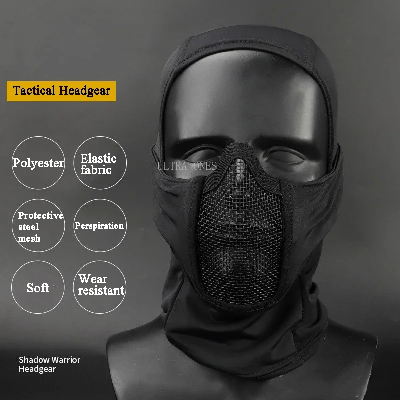 Tactical Headgear Mask Airsoft Paintball CS Steel Mesh Full Face Balaclava Masks Wargame  Cycling Soft Face Shield