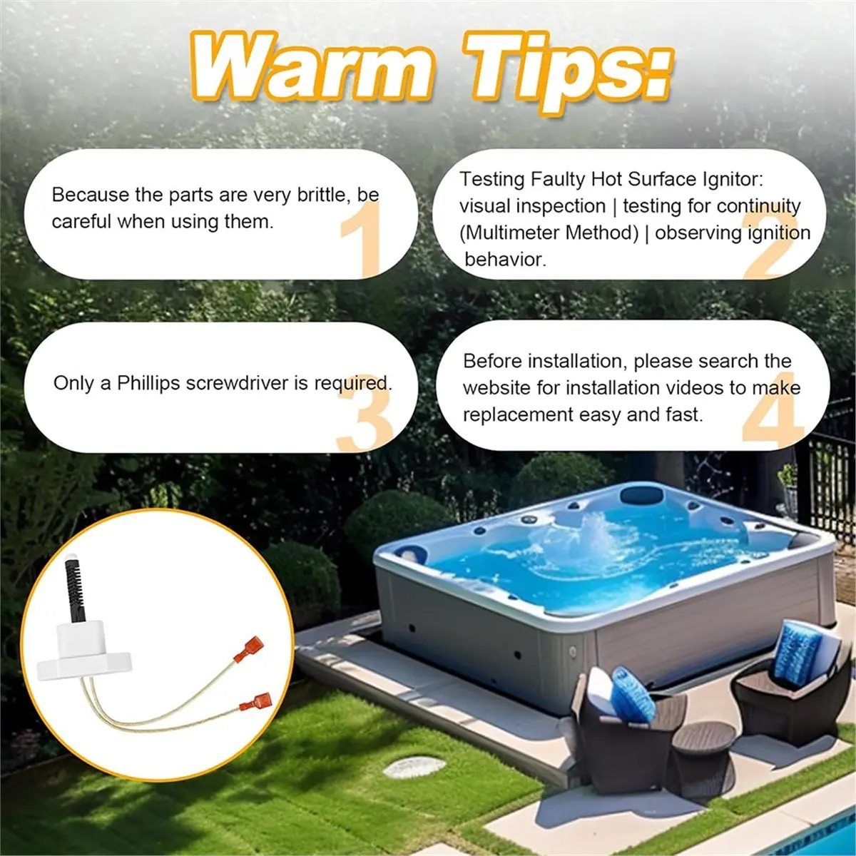 Encendedor de Ignición ABUA R0457502 para Calentadores de Piscina y Spa Zodiac JXi Modelos 200, 260, 400 Reemplaza 47-100-1100