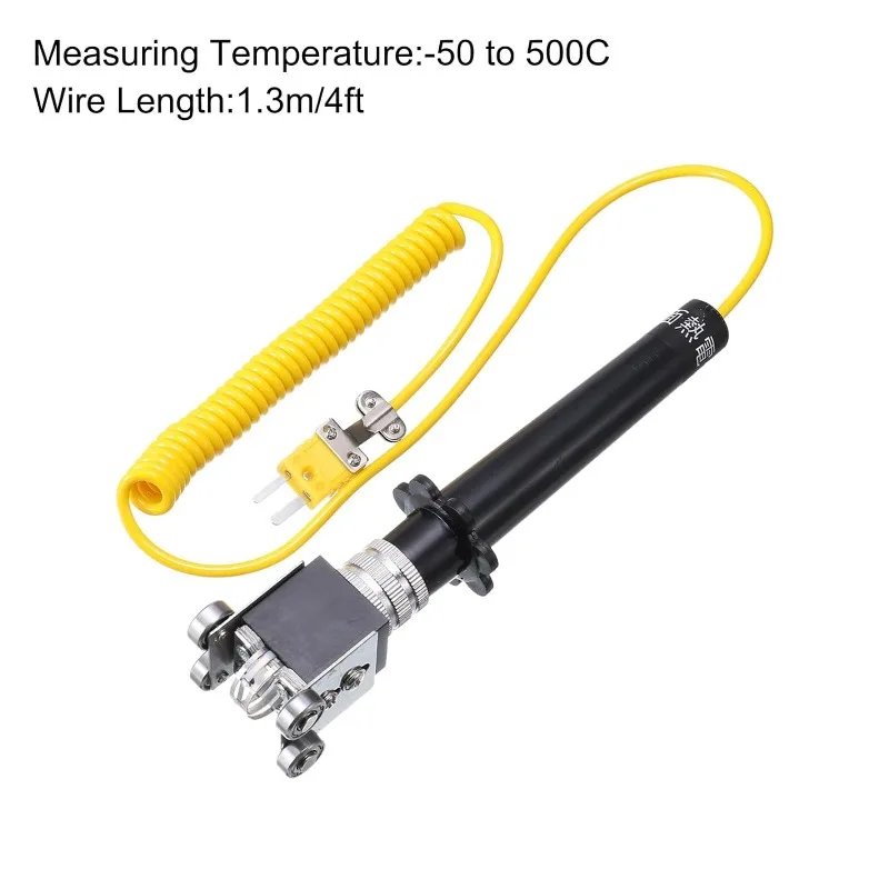 Type K Roller Surface Thermocouple -50°C ~ 500°C Handheld Contact Temperature Sensor for Moving or Rotating Surfaces