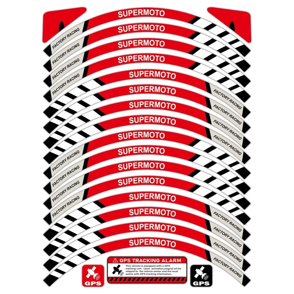 Factory Racing Supermoto Pedal Bike Small-sized Hub Sticker R10 R12 R17 Inches Four Colors Available Universal Version For Vespa