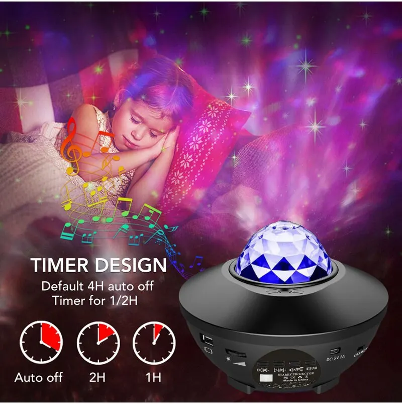 Starry Projector Galaxy Night Light with Ocean Wave Music Speaker Sky Light Projector for Bedroom Decoration Birthday Gift Party