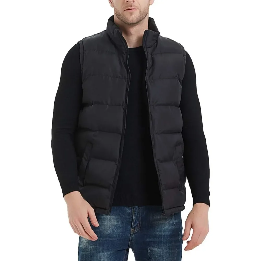 

Men's Thick Vest Stand Collar Quilted Sleeveless Jacket Outerwear