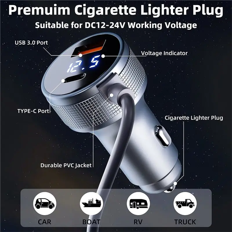 Superior-Power Cable With Step Up Converter(12-36V) For Starlink Mini Car Adapter 120W DC USB-A/USB-AC Cigarette Lighter 3 Meter