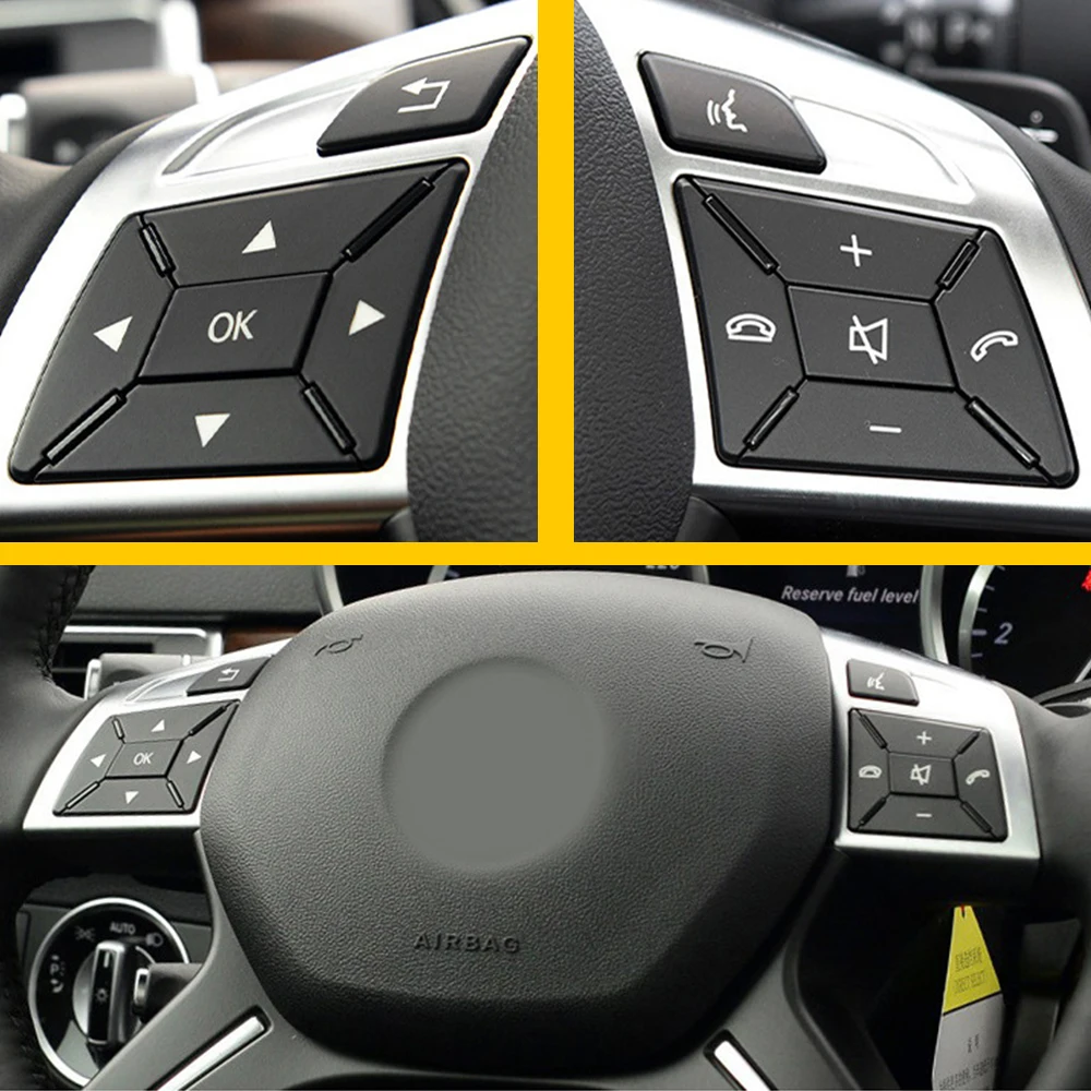 Black Steering Wheel Button Switch Trim Cover Sticker for Mercedes Benz A B C E Ml Gl Cla Gla Glk Sl Class W176 W212 W204