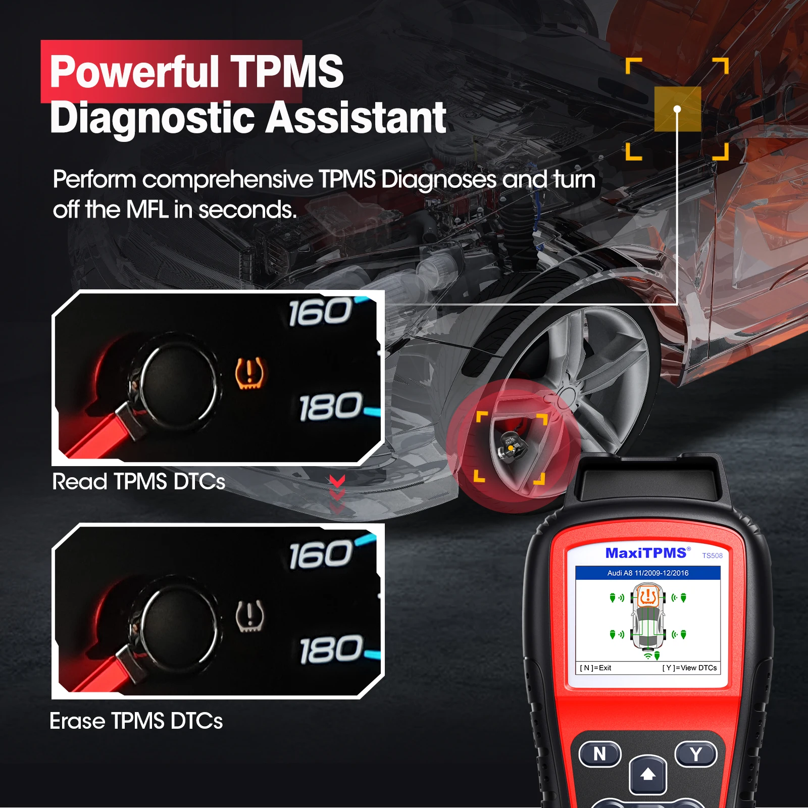 Autel MaxiTPMS TS508K Diagnostics Tool TPMS Sensor Programmer OBD 315 433MHZ Sensor Tire Pressure Diagnostic Tire Repair Tools