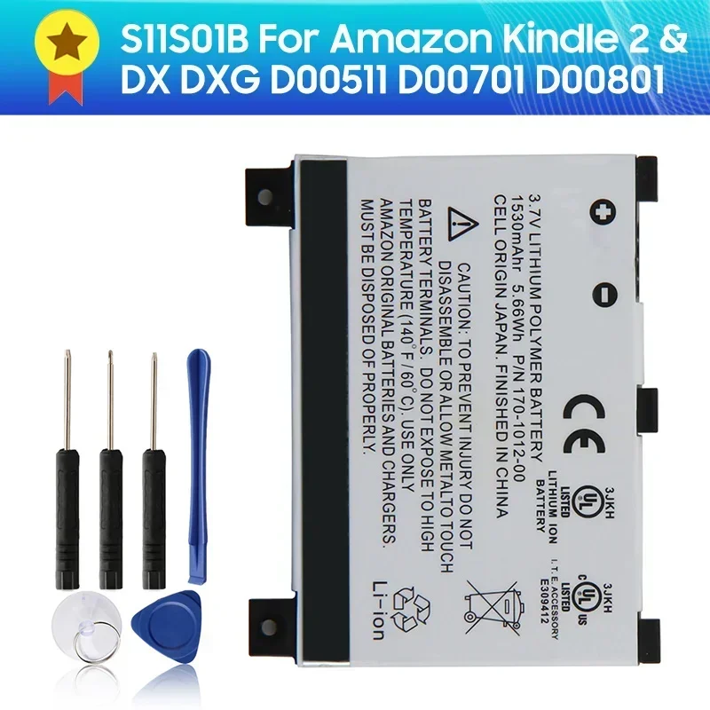 Replacement Battery S11S01B For Amazon Kindle 2 & Kindle DX  DXG D00511 D00701 D00801 170-1012-00 1530mAh High Quality Batteries