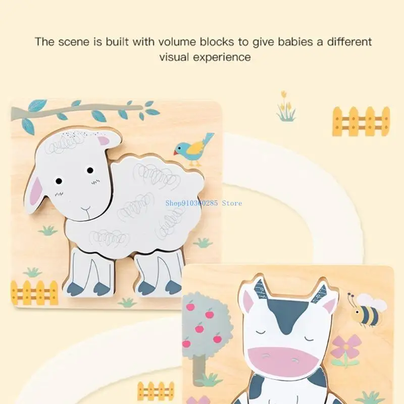 Animali da cartone animato K9FF forma il gioco puzzle in legno blocca giocattolo educativo per i bambini