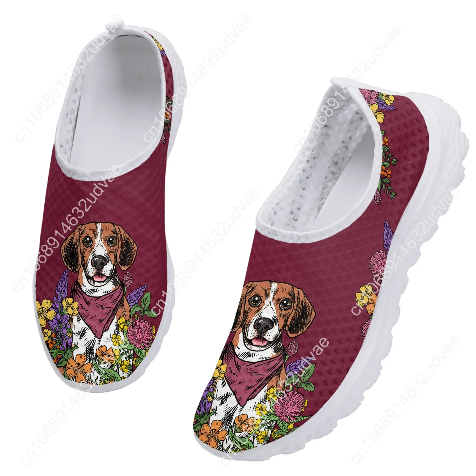 Lovely Beagle Labrador Flower Design Lightweight Breathable Shoes Pet Dog Print Casual Shoes Platform Sneakers
