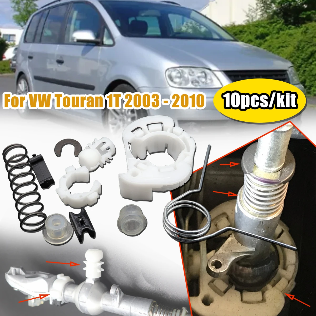 

10pc Gear Shifter Selector Lever Shaft Spring Bushing for VW Touran 1T 2003-2010 Manual Trans Parts Repair Kit Upgrade GearBox