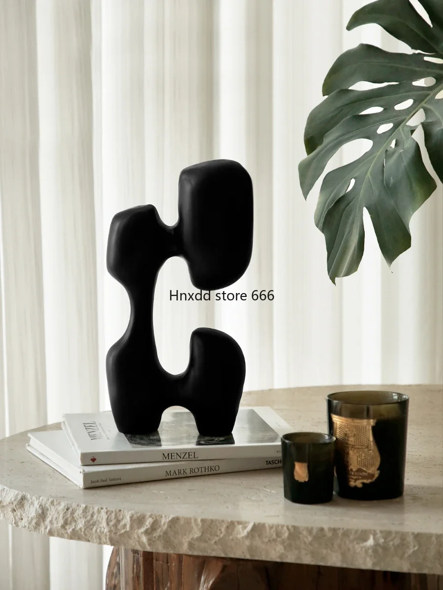 Wabi-sabi geometric abstract art wooden ornaments black resin high sense of simplicity