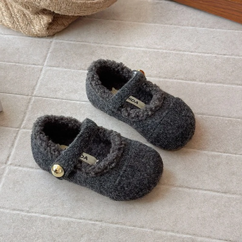 

2025 Children Casual Keep Warm Shoes for Girls Winter New Fashion Korean Style Soft Bottom Anti-slippery Versatile Princess Shoe