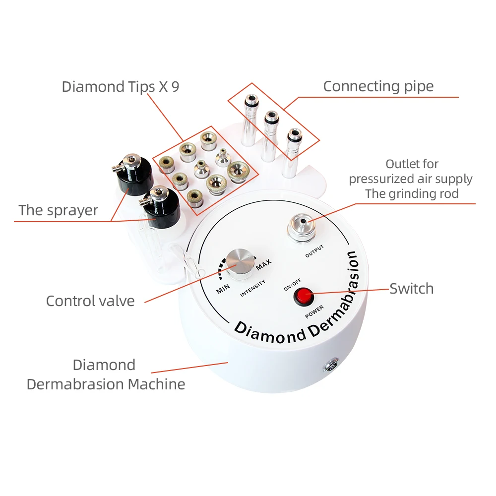 3 in 1 Diamond Microdermabrasion Beauty Machine Vacuum Suction Tool Water Spray Facial Moisten Face Exfoliate Skin Peeling