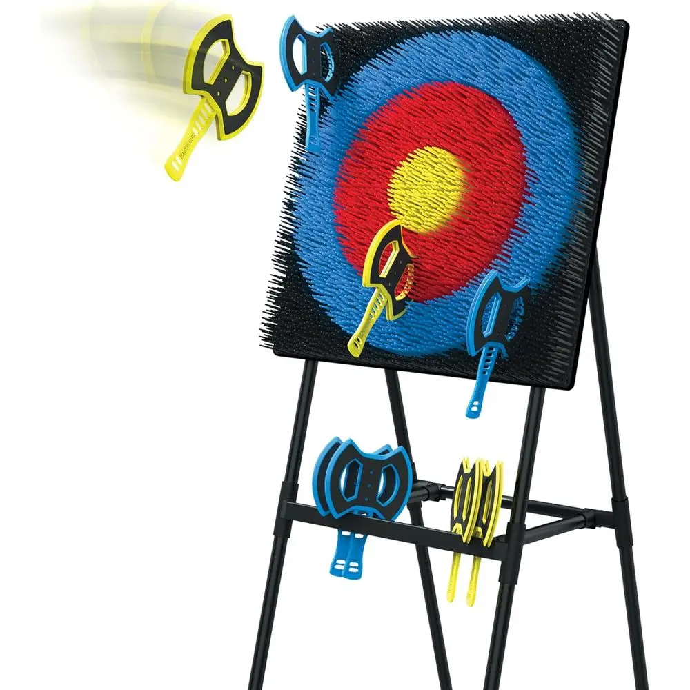

Axe Throwing Game Set - 5ft Tall Pack of 8 - Precision Bristle Catcher and Axes - Outdoor Game for Adults - Alloy Steel Blades &