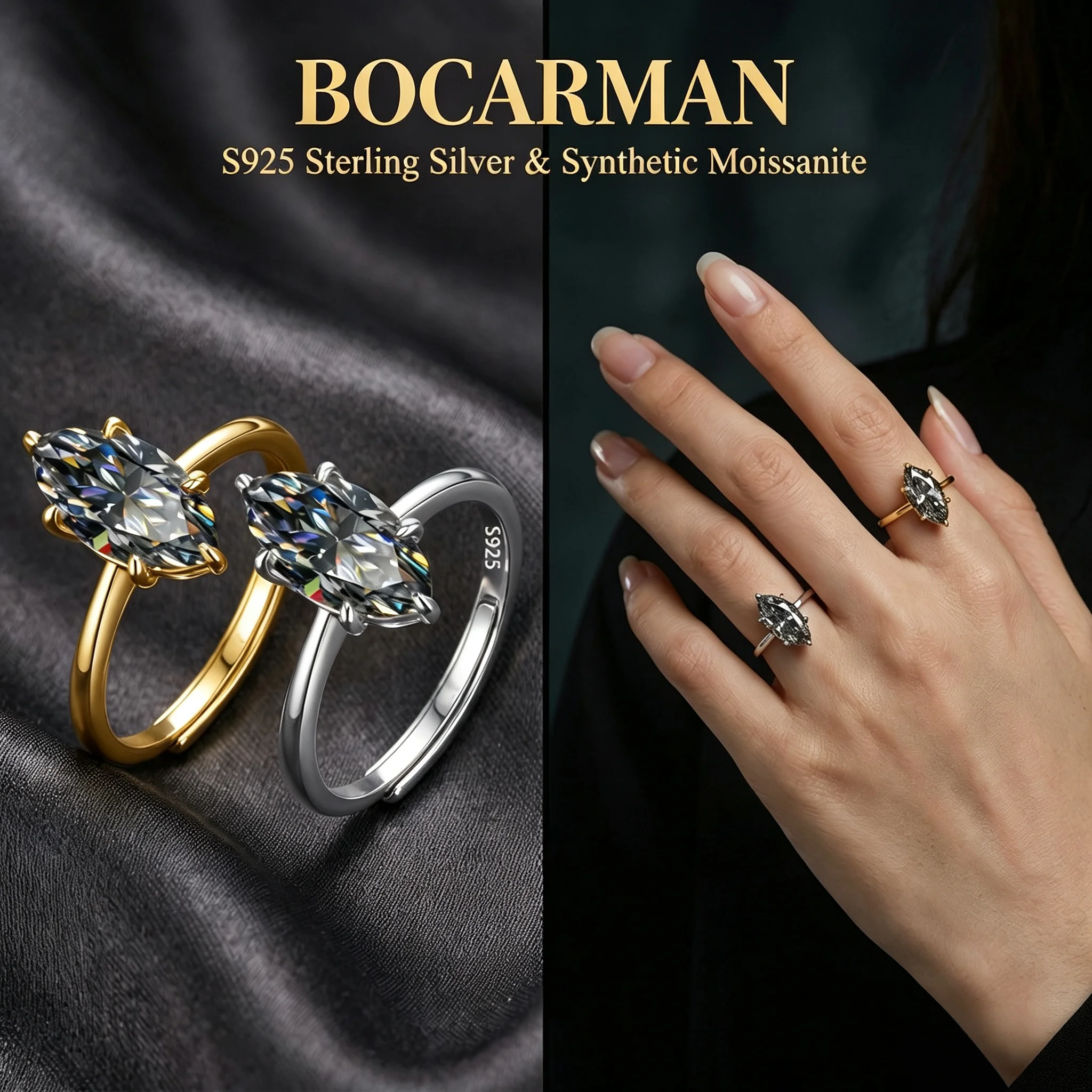 bocarman-マーキスカット-モアサナイト-リング-s925-シルバー-眩しいカラフルな宝石バンド-ジュエリー-彼女用