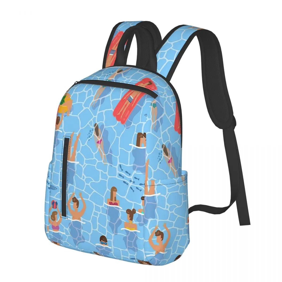 

Cartoon Swimming Pool Swimmers Student Backpack School Bag Hiking Travel Daypack for Men Women Bookbag Shoulder Bags