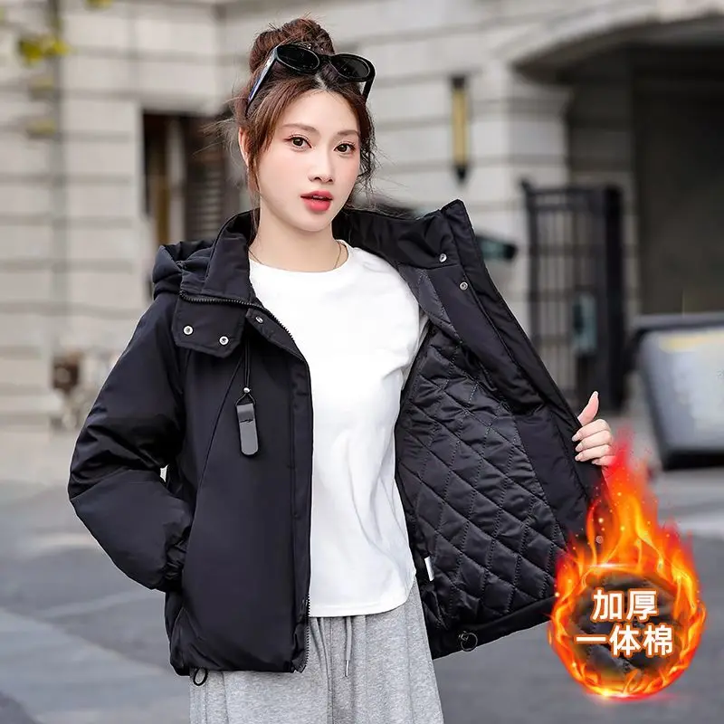

Женское осенне-зимнее пальто, куртка, утепленная интегрированная хлопковая теплая парка, новая корейская женская свободная хлопковая одежда с капюшоном, пальто