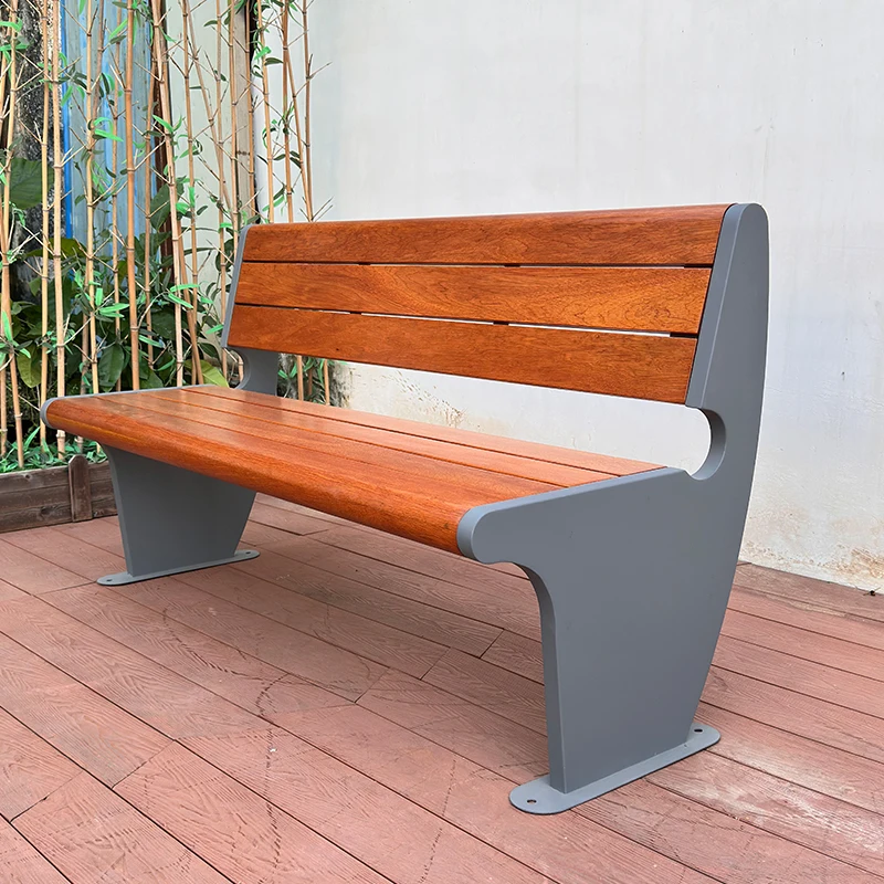 

Общественная мебель, уличная скамейка, высококачественная оцинкованная сталь, деревянная спинка с порошковым покрытием, уличная скамейка для 2-3 человек