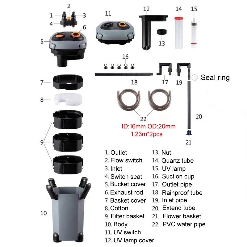 220v-240v Filter fish tank filter barrel three-in-one silent water purification circulating pump external filter cartridge