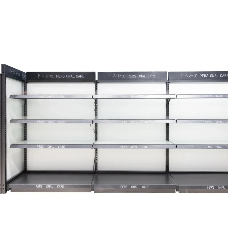 custom.Heavy Duty Steel Supermarket Shelving-Double-Sided Adjustable Back Grid Shelves with Quick Install