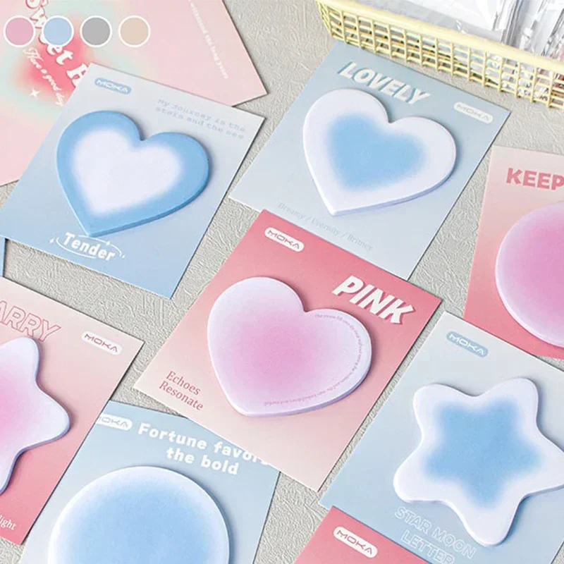 30 Sheets/Set Circular Writing Memo Pads Creative Adhesive Gradient Color Note Paper DIY Star Notepads Office School Stationery