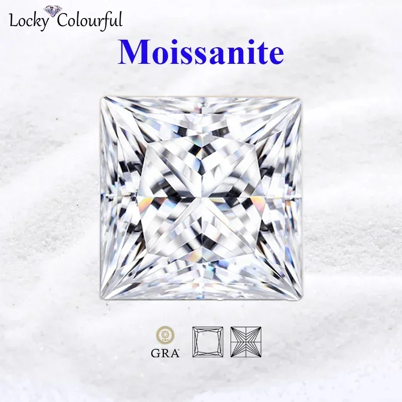 Moissanite Princess Shape B Group Style Multiple Colors VVS1 DIY Charms Beads for Jewelry Earrings Making with GRA Certificate