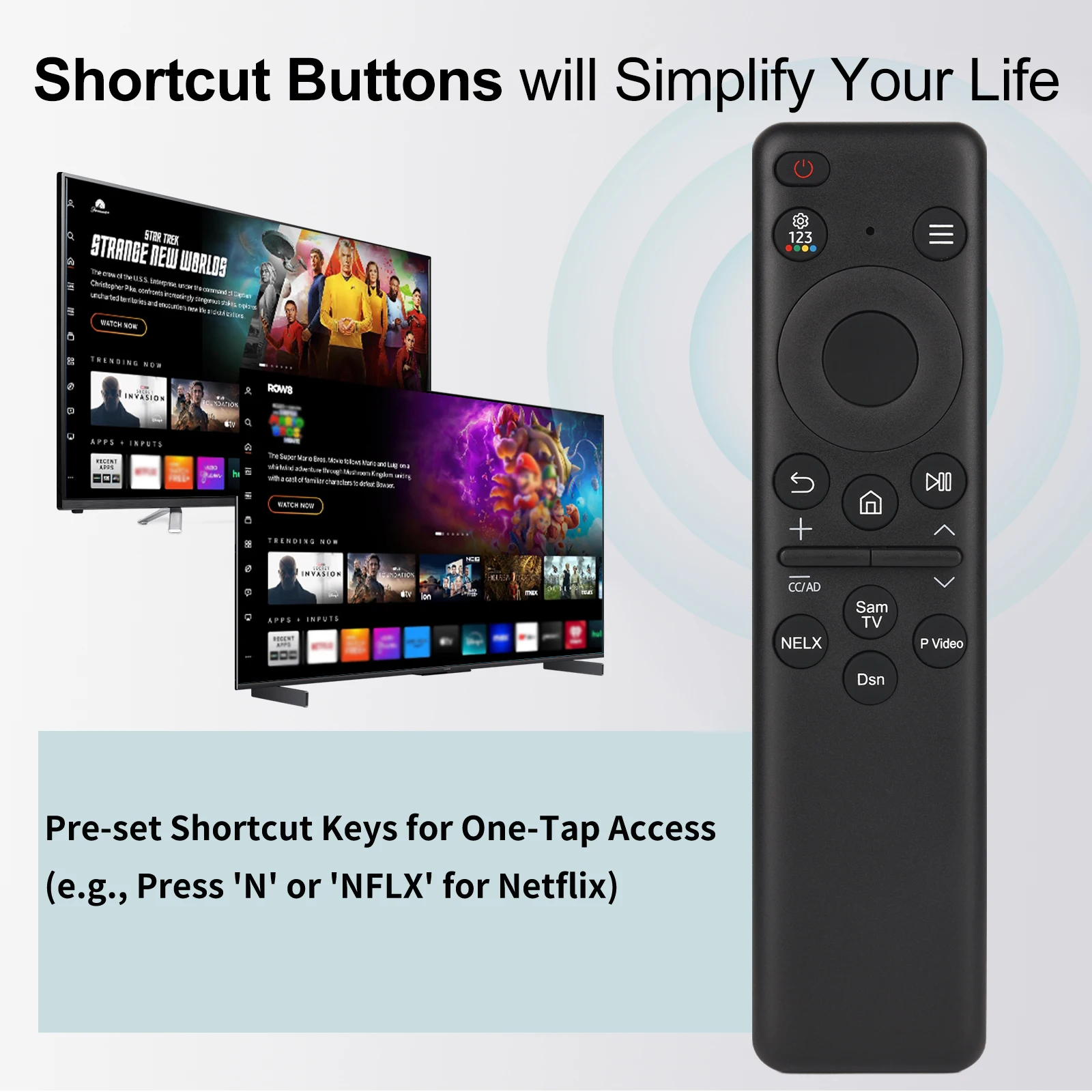 for Samsung TV Remote Compatible with Samsung Smart QHD Crystal UHD Neo QLED OLED 4K 8K Series Smart TVs