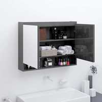 VidaXL bathroom mirror cabinet 80x15x60 cm MDF Shiny Grey