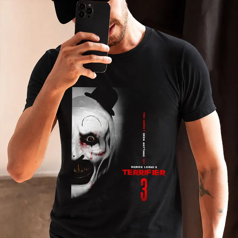 Retro Horror Movie Terrifier Art The Clown Killer Scary Halloween Gift T Shirt 0912 Short Sleeve Graphic clothes All size tops