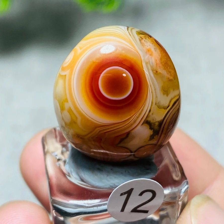 Natural Madagascar Eye Agate Energy Chakra Witchcraft Stone Aura Crystal Healing Home Decor Item +Pedestal