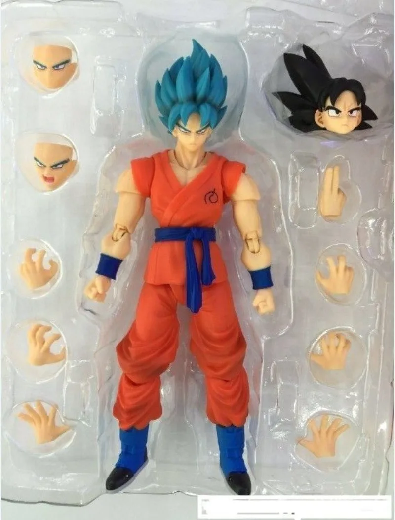 16cm Dragon Ball Blue Hair Son Goku Action Figure Movable Collectible Doll Super Saiyan SHF Model Toys Collection Doll Gift - view 6