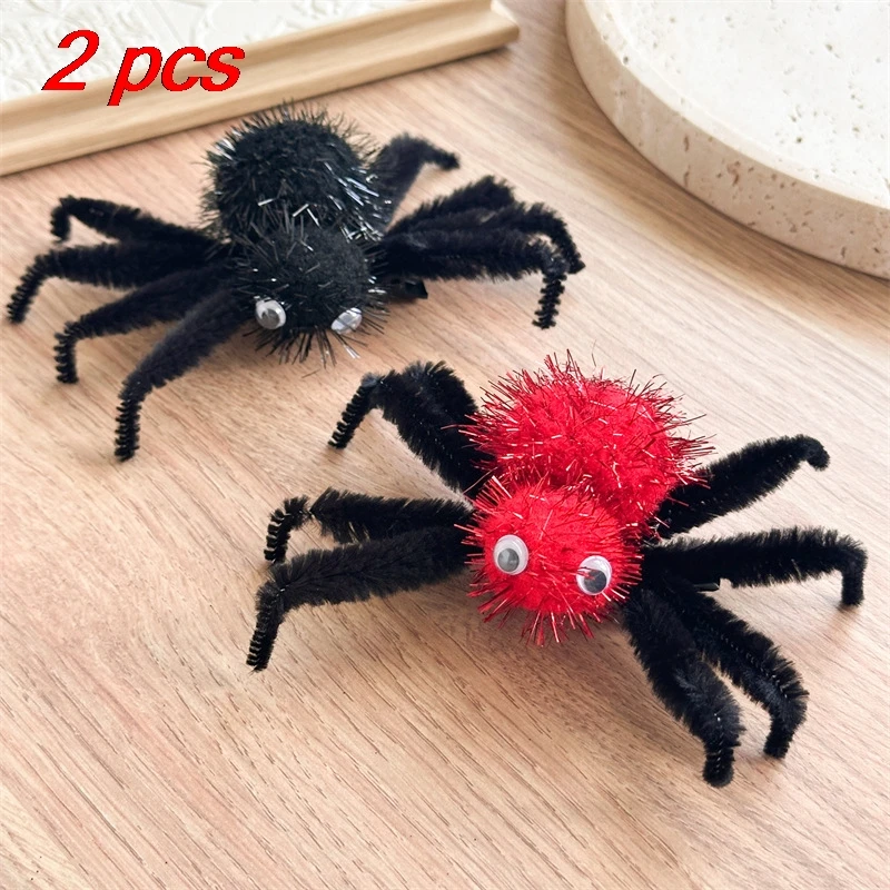 

2 Pcs Women's Hair Clips Set Halloween Christmas Spider Horror Personalized Dress Hair Pins High-quality Hair Accessories