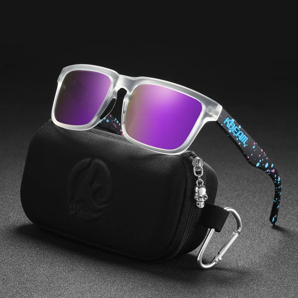 Neue hochwertige quadratische Sonnenbrille für Herren der Marke KDEAM, farbige Sport-Polarisations-Sonnenbrille mit reflektierender Beschichtung und verspiegelten Gläsern – Detail 39