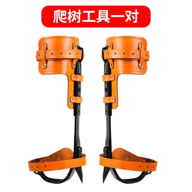 Forged Adjustable Tree Climbing Spurs Full Cowhide Straps Tree Climbing Shoes for Fruit Picking Outdoor Climbing Work Tool