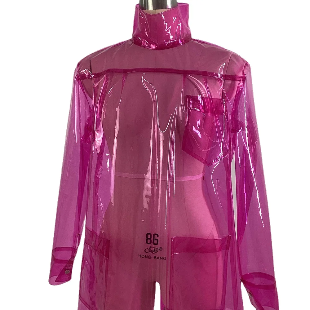 Club Transparent PVC Long Sleeve Pencil Dress, Sissy Fetish, Plastic Button Up Back, Private Party, See Through Exotic Costume