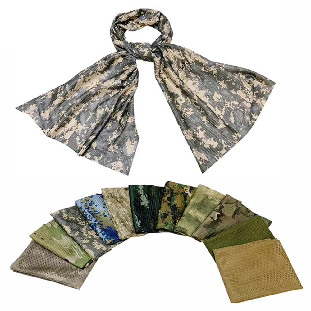 Military Tactical Scarf Camouflage Mesh Neck KeffIyeh Sniper Face Veil Shemagh Head Wrap Breathable Outdoor Camping Hunting