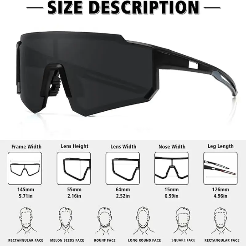 2023 New Outdoor Riding Sunglasses One-piece Bicycle Windscreen 9815 European and American MEN\'S Sports Sunglasses