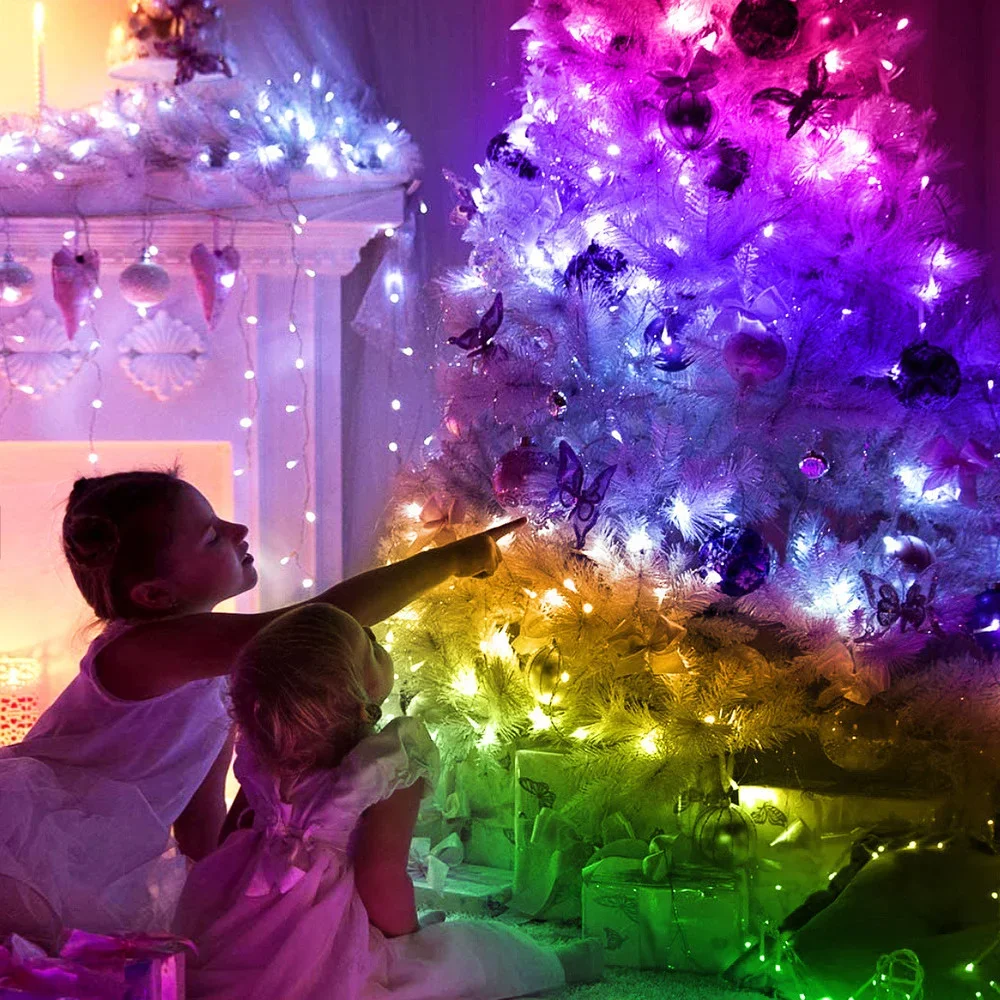 20M 10M 5M LED lampki choinkowe wróżka girlanda żarówkowa inteligentny adresowalny Bluetooth kurtyna świetlna Garland Festoon Home Party Decor