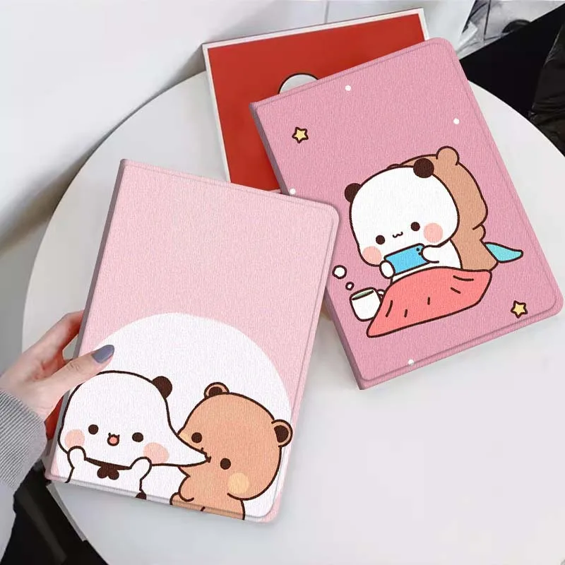 

Cute Panda Bear Friend For Xiaomi Mi Pad Mini 4 5 6 7 SE Pro Plus Redmi Pad 2 SE 2025 8.8 11 Foldable Tablet Case Gift