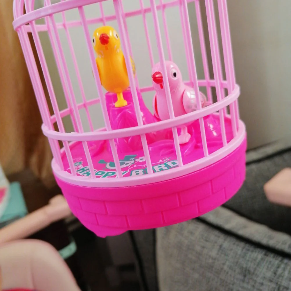 1PC Imitation Parrot Cage Toy Electric Lighting Inductive Voice Control Bird Cage Toy Educational Toy for Children Kids Without