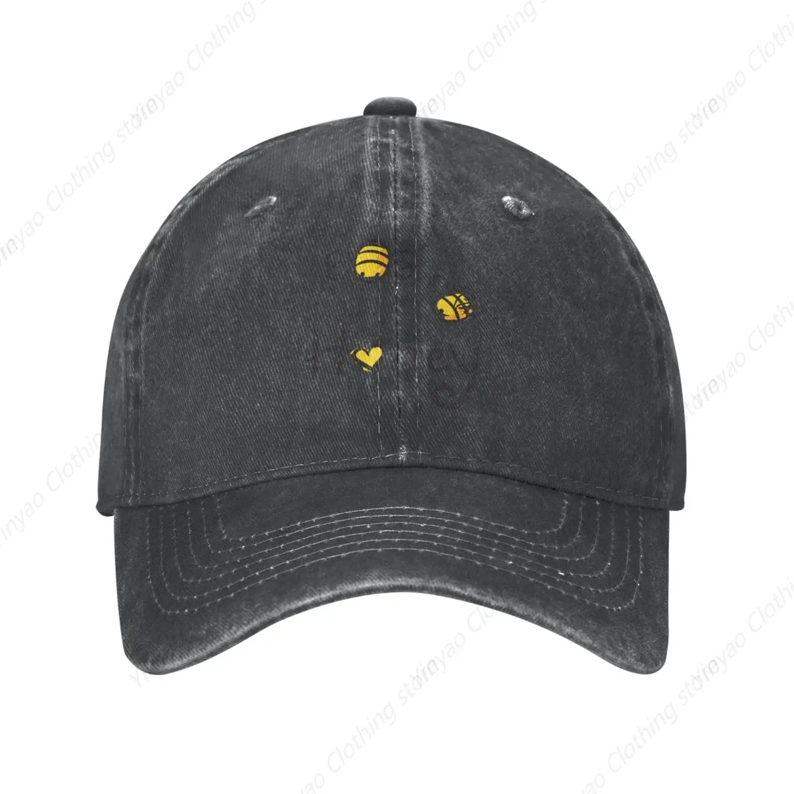 Interesting cute Honey  Adjustable Washed Denim Cotton  Mens  Trucker Hat Black  Baseball Ball Cap