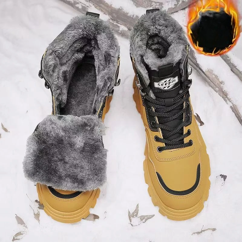 جديد الرجال الشتاء موضة أحذية الثلوج للماء أحذية رياضية من الجلد سوبر الدافئة الرجال الأحذية في الهواء الطلق الذكور أحذية التنزه أحذية عمل #5