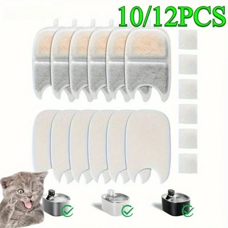 10/12 Pack Replacement Filter Sponges for 135 Fl Oz (4L) Cat & Dog Drinking Fountain Pre‑Filter Foam Sponge Accessories Capture