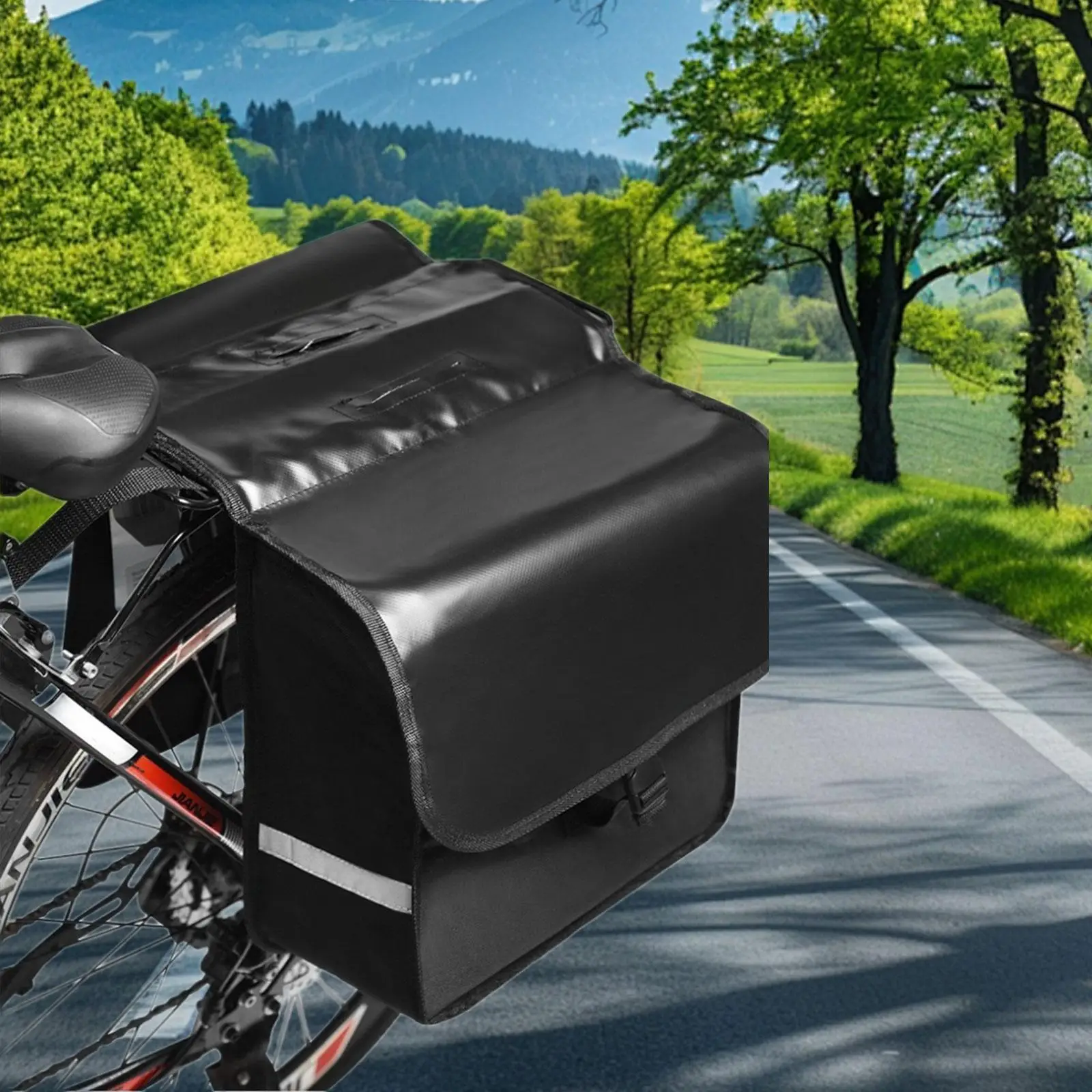 

Bike Rear Rack Organizer Sturdy Polyester Panniers Bag with Phone Holder for Road and Mountain Bike