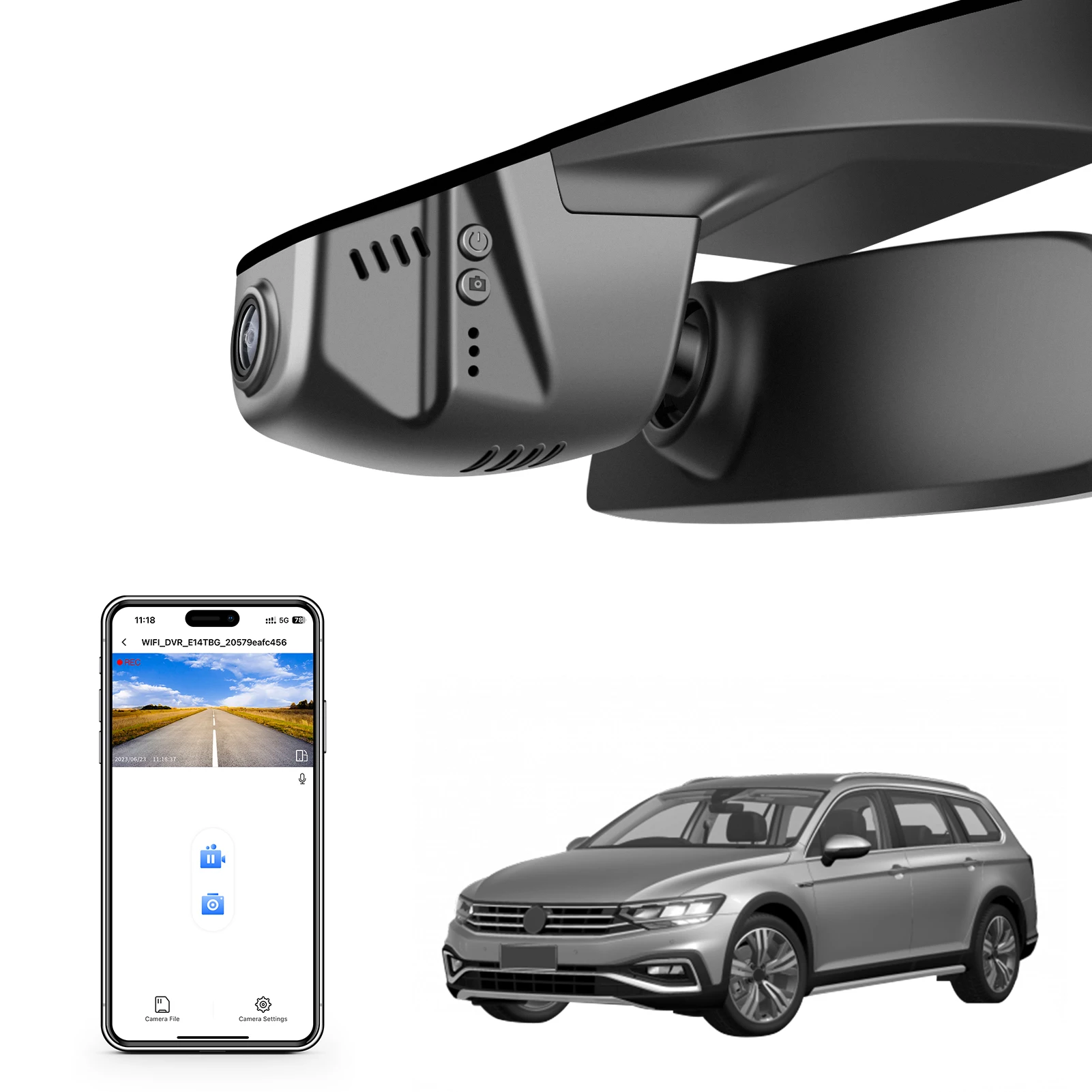 Mangoal 4K Dashcam voor VW Passat B8 Autocamera Recorder 2015-2024 (Model A/B) HD Nachtzicht WiFi APP GPS Dashcam - afbeelding 1