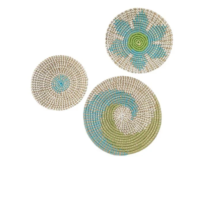 Nordic Indonesian Rattan Wall Hanging, Round Woven Mirror Macrame for Home, Bohemian Bedroom Decor Wholesale