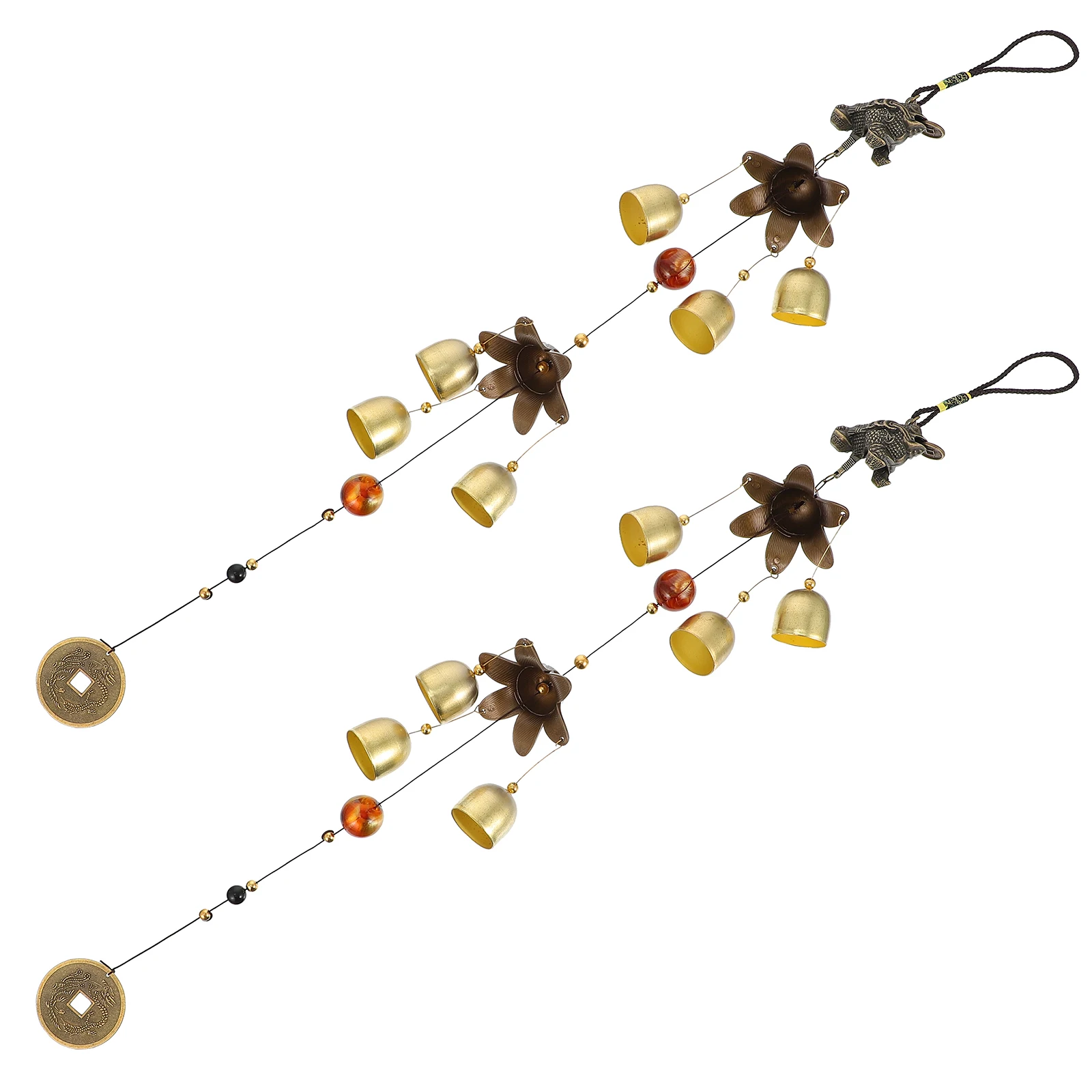 

2Pcs Chinese Golden Toad Metal Wind Bells Creative Hanging Pendants Money Fortune Wind Chimes Party Decor Pendants