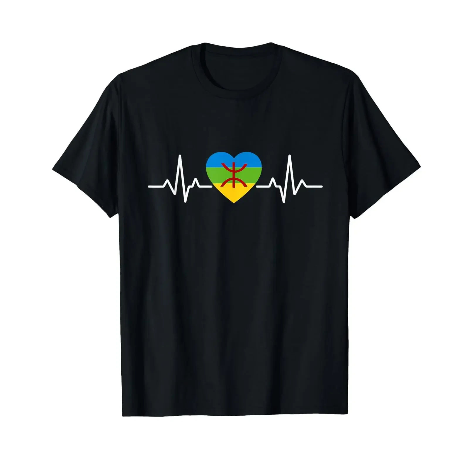 T-shirt Amazigh Heartbeat, drapeau de fierté berbère, héritage, style vintage, vêtements de créateur décontractés, doux, extensibles, graphiques tendance